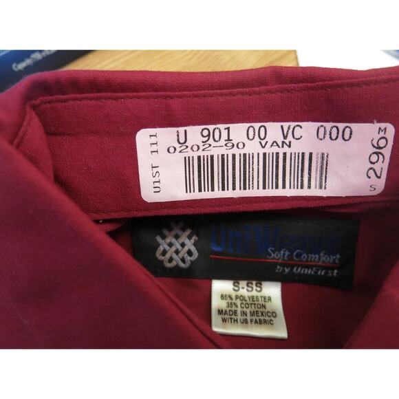 UNIWEAVE Uniform Work Shirt Size S Men's Mechanic Short Sleeve Maroon Streetwear - Picture 3 of 3